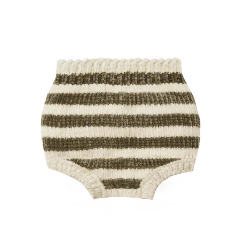 Rylee + Cru Chenille Bloomer - Olive Striped Knit Baby Bloomers 3-6m